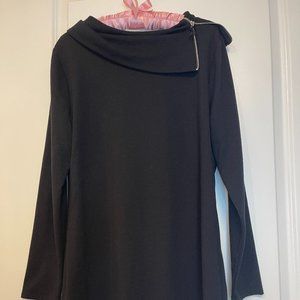 WEEKENDS by Chico's Black Longsleeves Top Zipper Neck Sz 1